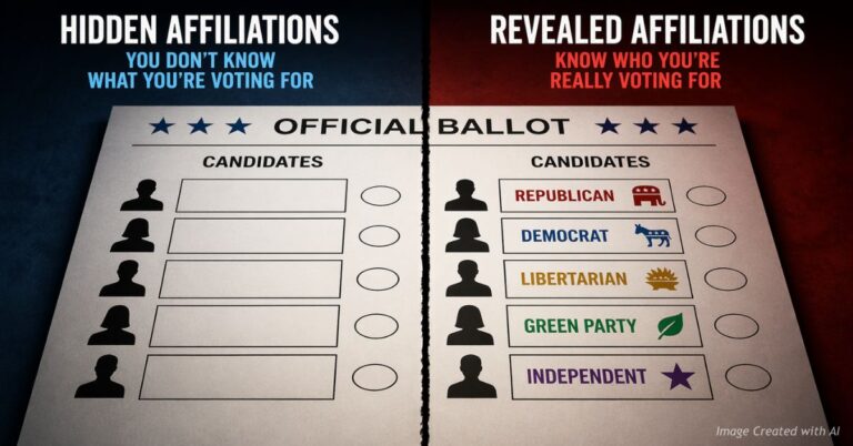 Split ballot showing labeled vs unlabeled candidates highlighting transparency debate