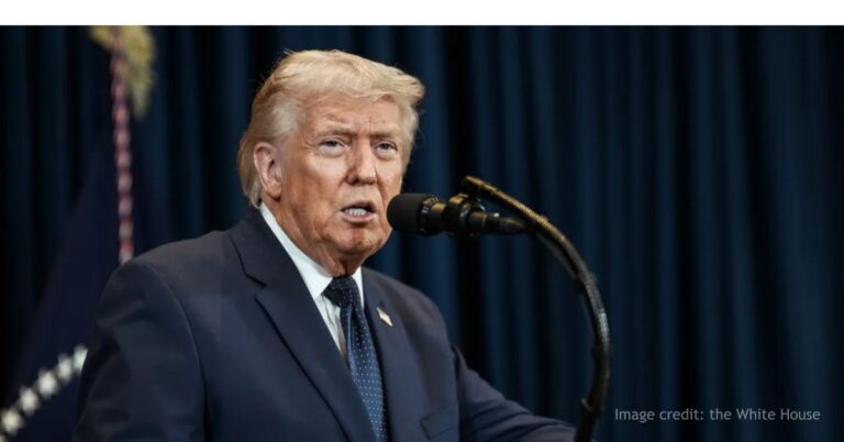 President Trump commenting at a press conference at the White House.