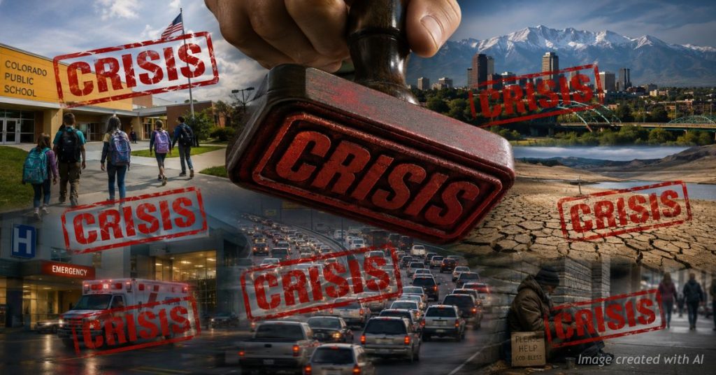 Large crisis stamp covering ordinary Colorado issues.