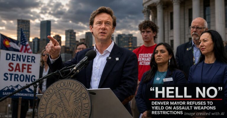 Denver Mayor Mike Johnston speaks defiantly at a press conference over DOJ gun lawsuit.