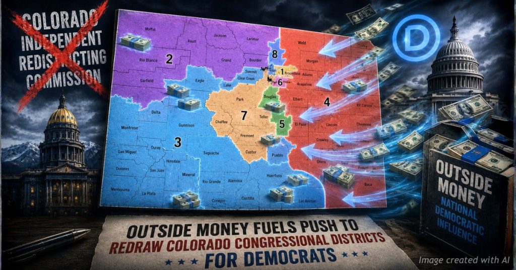 Outside political money flows into Colorado as proposed congressional districts are redrawn for Democrats.