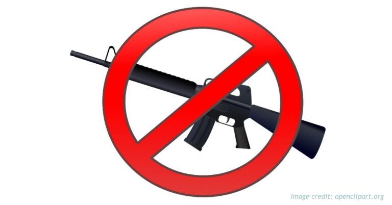 AR15-style rifle with red circle and slash