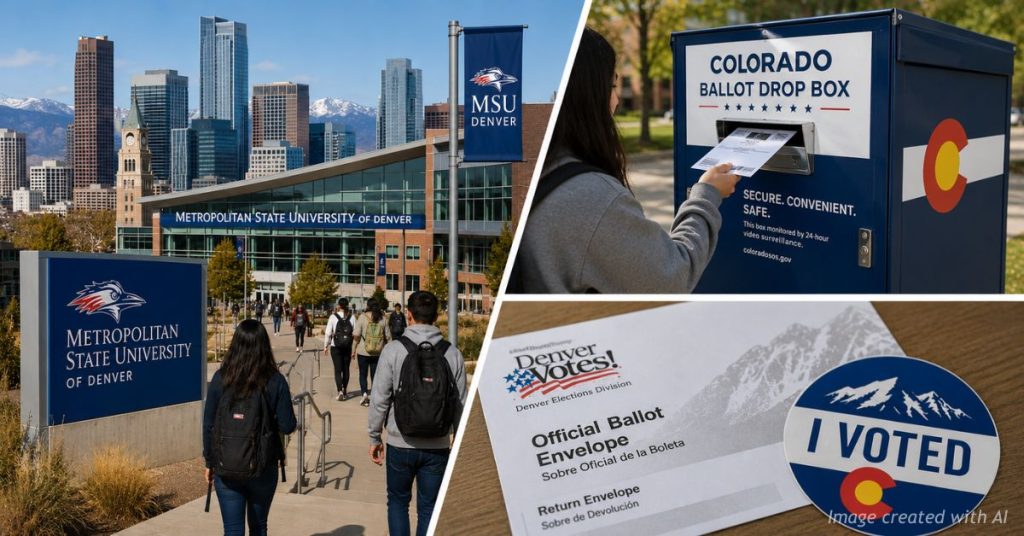 MSU Denver students and Colorado voting imagery highlight youth participation in elections.