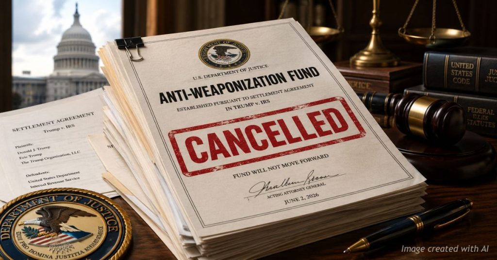 DOJ Says Anti-Weaponization Fund Will Not Move Forward