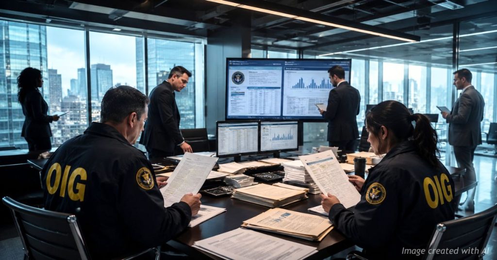 Federal investigators review employment records during a probe into alleged H-1B visa fraud involving major tech companies.