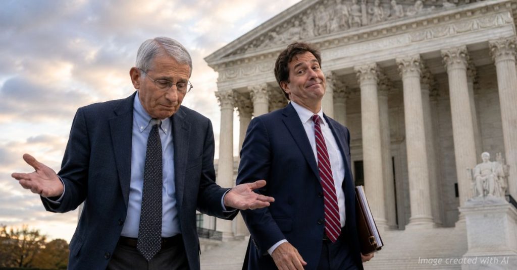 Dr. Anthony Fauci and his attorney walk past the U.S. Supreme Court as a legal battle over his Biden pardon looms.