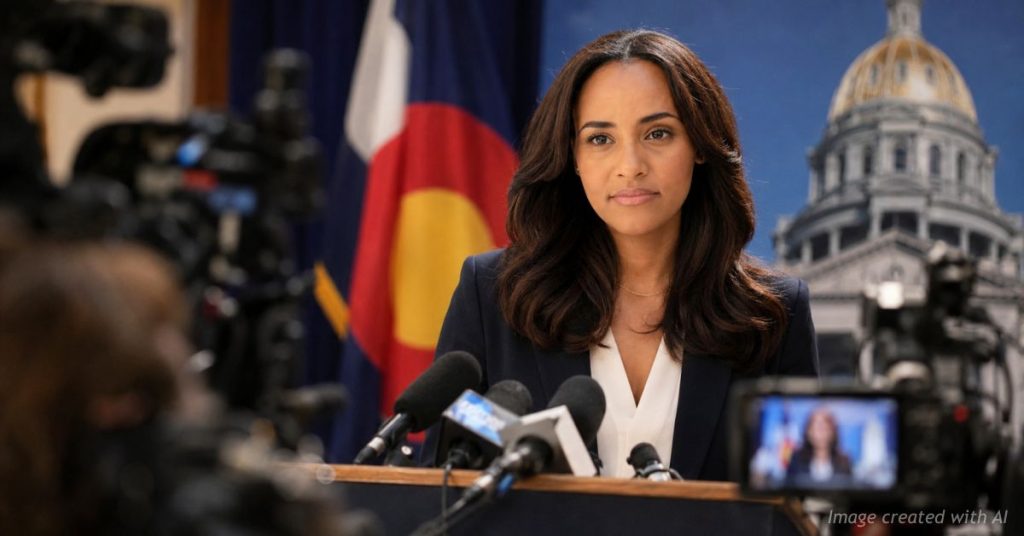 Congressional candidate faces reporters as scrutiny intensifies in a Colorado political race.