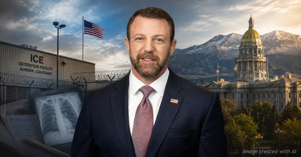 Colorado imagery combines federal immigration enforcement and public health themes.