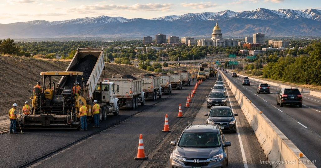 Colorado highway construction and heavy traffic illustrate the state's debate over road and bridge funding.