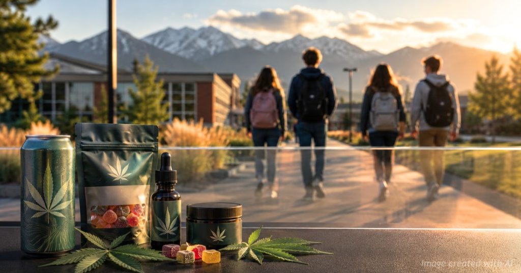 Colorado teens separated from hemp-derived THC products with the Rocky Mountains in the background.