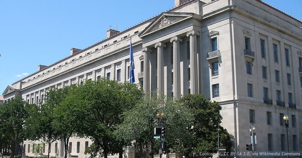 Robert F. Kennedy Department of Justice Building in Washington, D.C., headquarters of the DOJ.