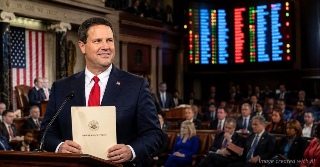 Rep. Jeff Crank stands in a congressional chamber as lawmakers prepare for a recorded vote.
