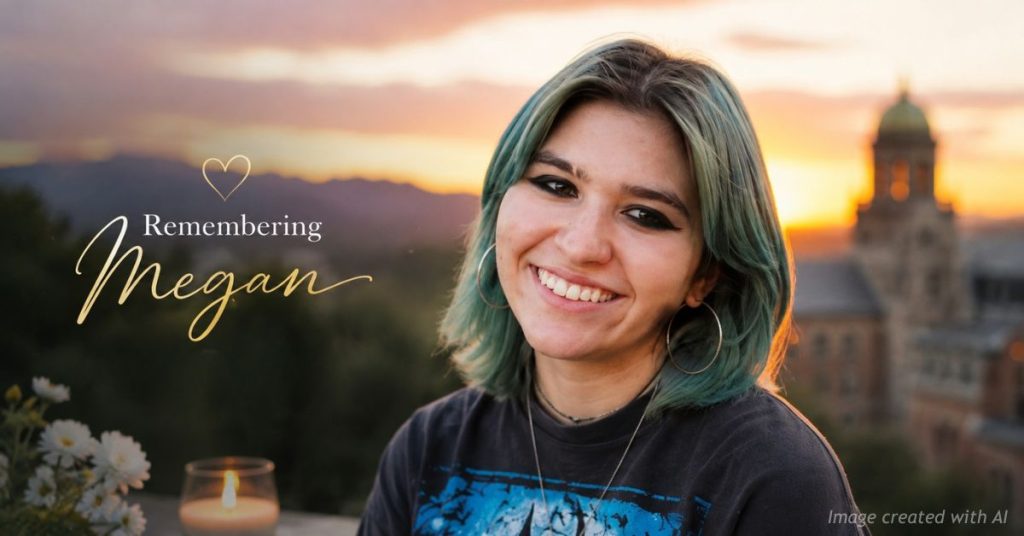 Megan Trussell smiling in a tribute honoring her legacy and stronger protections for Colorado college students.