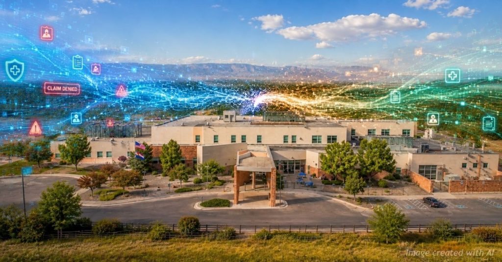 Rural Colorado hospital caught between competing AI data networks as insurance claim pressures grow.