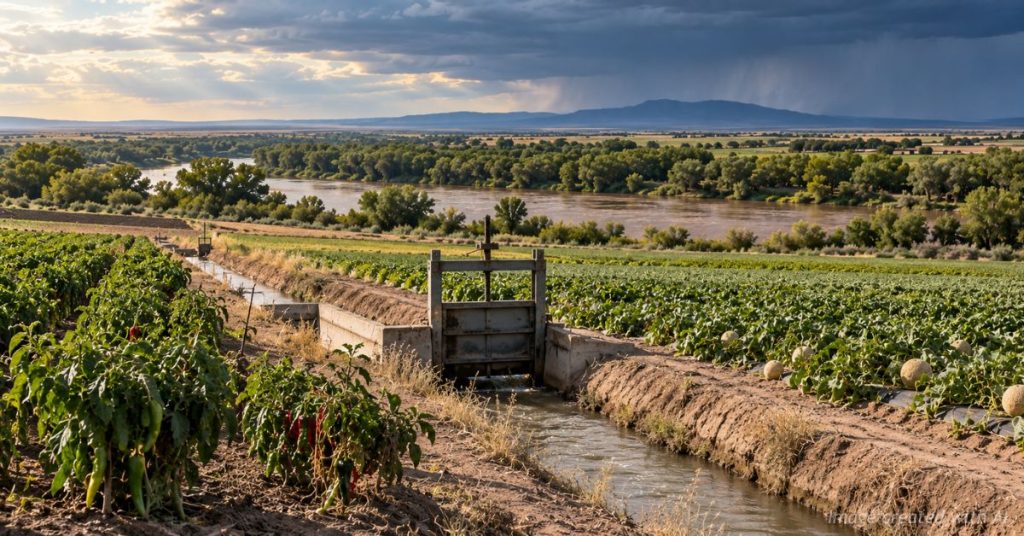 Cantaloupes and chile crops grow near the Arkansas River as the Lower Valley responds to a major sewage spill.