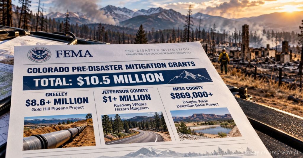 Colorado's $10.5 million mitigation award lists grants for Greeley, Jefferson County and Mesa County.