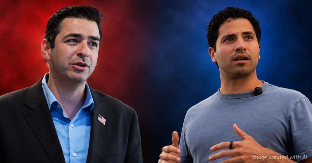 Gabe Evans and Manny Rutinel shown side by side in Colorado’s competitive 8th Congressional District race.