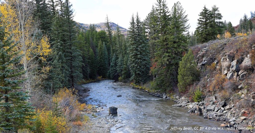 Crystal River in Gunnison County, Colorado, photographed downstream from a bridge along County Road 3 near Marble.