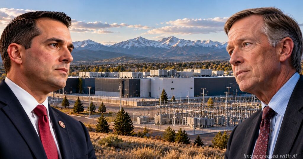 Gabe Evans and John Hickenlooper face off over a federal bill addressing data center electricity costs.
