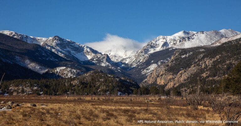 Scenic mountain landscape at Rocky Mountain National Park in Colorado, one of four national parks offering free entrance on October 27, 2026.