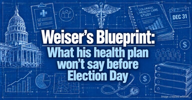 Blueprint-style banner with the Colorado Capitol, medical symbols, a Dec. 31 calendar, and blank binders.